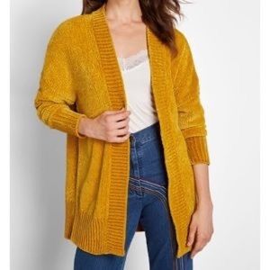 ModCloth Yellow Chenille Cardigan, size small